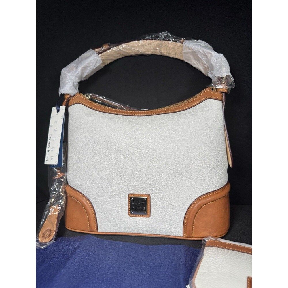 NWT Dooney & Bourke Pebble Leather Hobo Shoulder Bag + Wristlet Wallet White - Picture 2 of 13